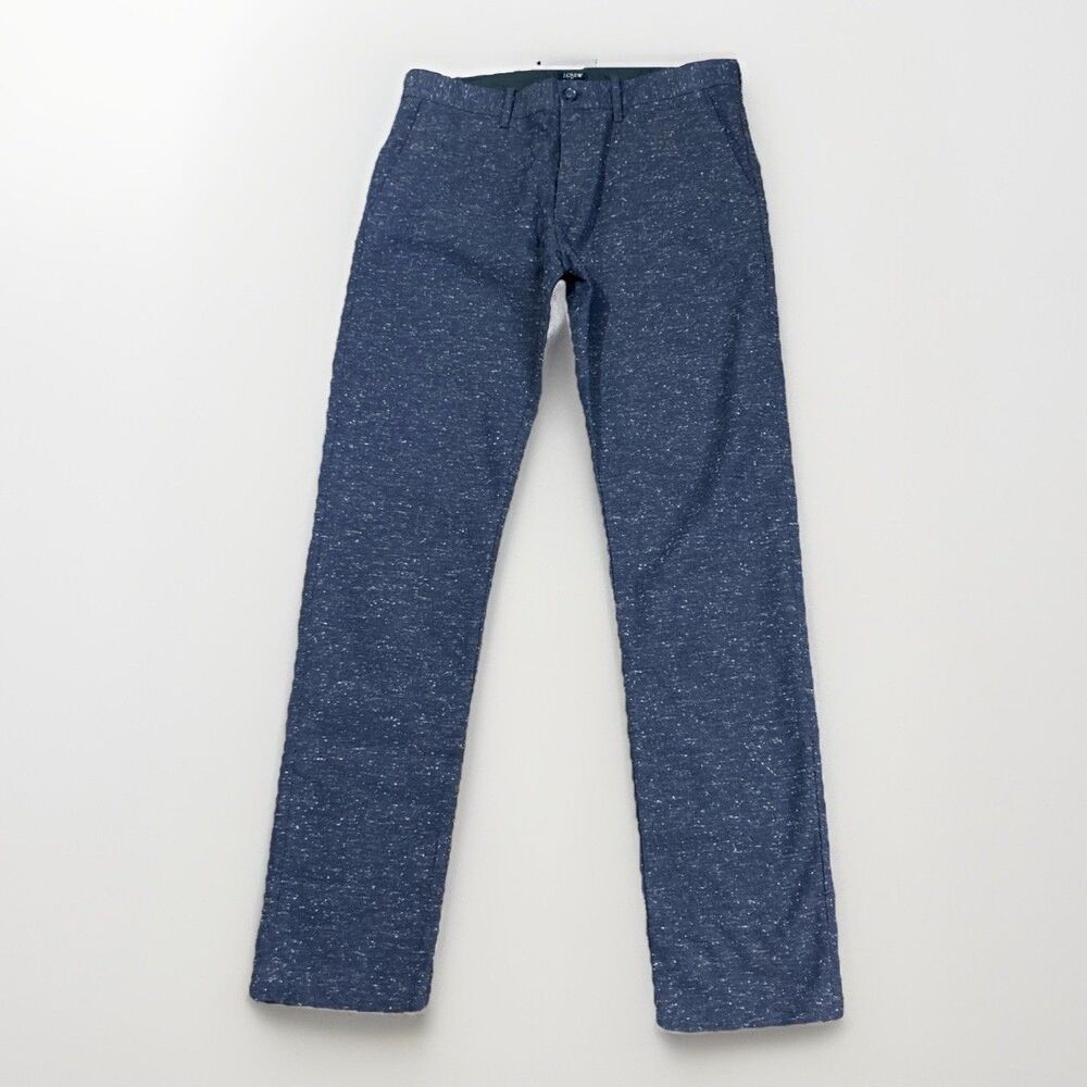 J Crew Driggs Pants Blue Speckle Cotton Blend Flat Front Trousers Men’s 32 x 34